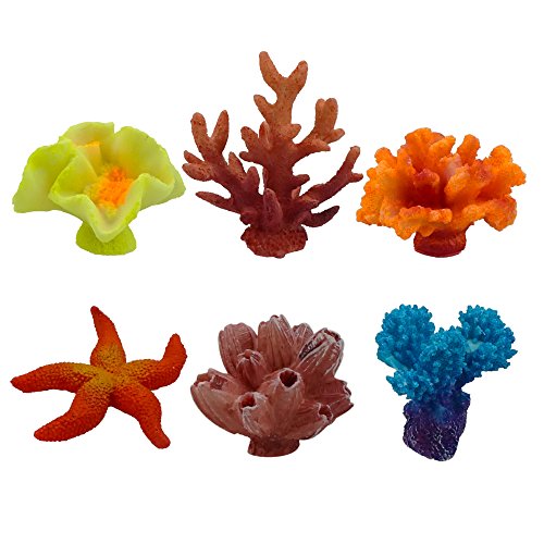 ZXSWEET Artificial Coral, Multicolor Fake Coral for Decor Aquarium, 6 Counts