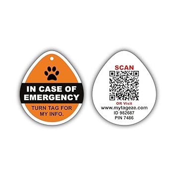 Tageze Pet ID Tag - Online Pet Profile, Add Unlimited Emergency Information with Profile Picture of pet- Get Back Your Lost Dog / Cat - Smart Dog Tag