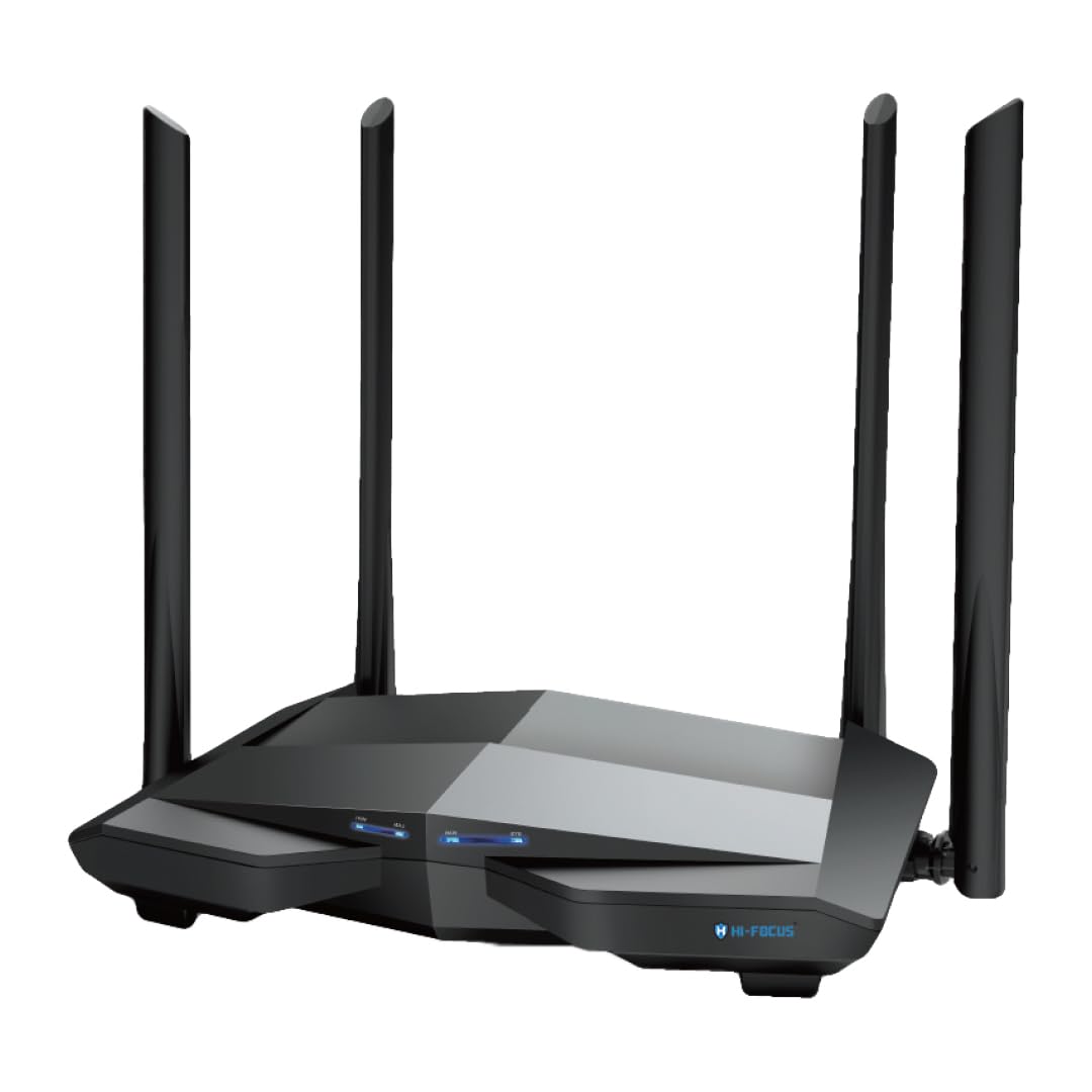 HI-Focus AC1200 Wireless Smart Dual-Band Gigabit WiFi Router | Mu-Mimo| 867MBPS(5GHz) & 300MBPS (2.4Ghz) High-Speed Internet | Dual-Band | 4…