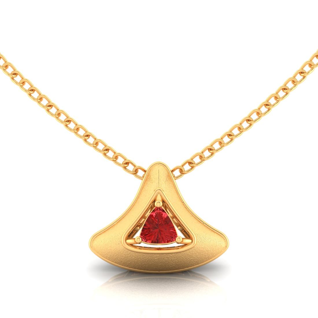 18Kt (750) Yellow Gold Conical Shaped With A Red Stone In The Middle Pendant (Without Chain) For Women And Girl's - 0.74 Grams-image-20