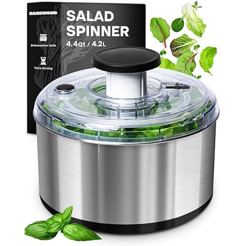 BASSWOOD Stainless Steel Salad Spinner Cover