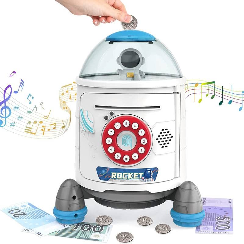 BAREPEPE Space Rocket Mini Atm Savings Piggy Bank For Girs And Boys, Finger Sensor Password Kids Safe Box - White, Modern (B0BQGGMNWG) Amazon Price History, Amazon Price Tracker