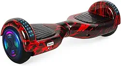 Egazza K5 Hoverboard Chama Vermelha', Scooter de Equilíbrio 6,5' com Bluetooth e Luzes LED para Crianças e Adolescentes
