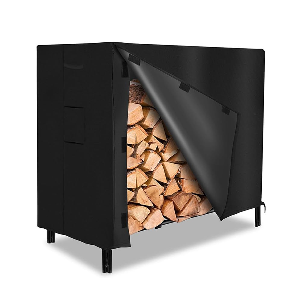Weatherproof Wood Pile Tarp Cover, Durable Firewood Rack