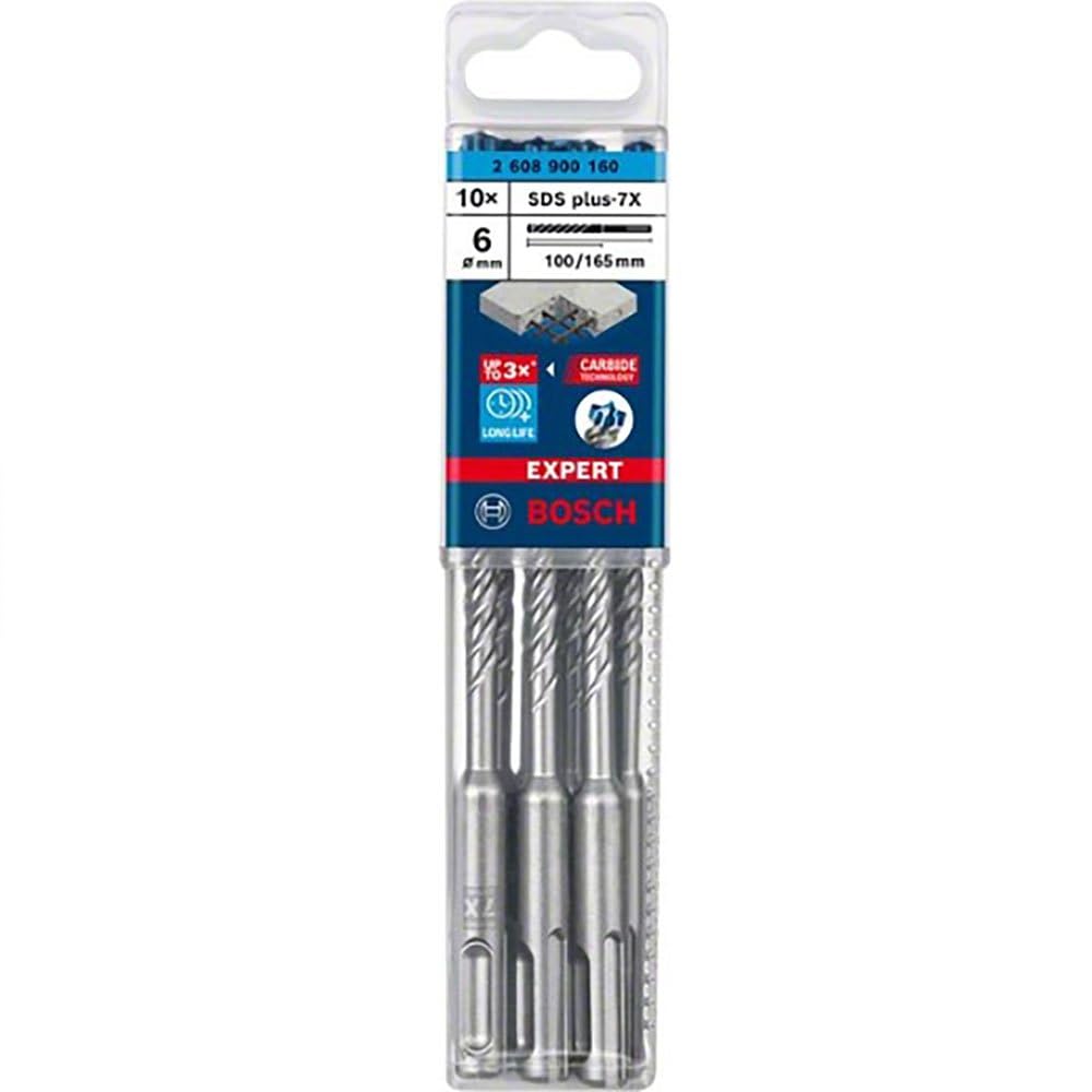 10 forets béton pour perforateur SDS Plus 7X 6 x 100 x 165mm BOSCH EXPERT 2608900160