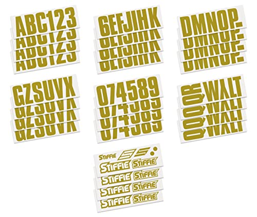 Image of STIFFIE Uniline Metallic Gold 3 inch Boat & PWC Registration Decals • Numbers Letters Stickers