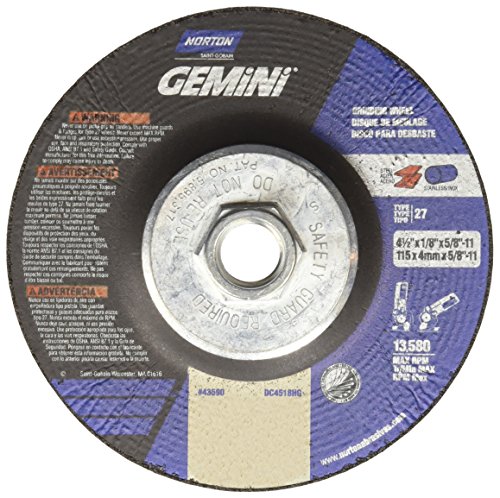 Norton Gemini Depressed Center Abrasive Wheel, Type 27, Aluminium Oxide, 5/8