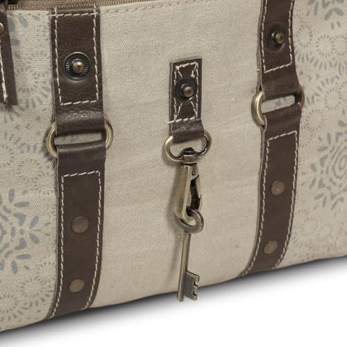 Image of 3Blifestyle - Vintage Key Crossbody Purse | Upcycled Canvas & Leather Shoulder Bag for Women | Multi Pocket Messenger Bag