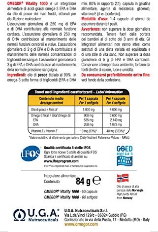 Omega 3 OMEGOR® Vitality 1000-600 cps da 1000 (10 x 60cps) : Amazon.it:  Salute e cura della persona