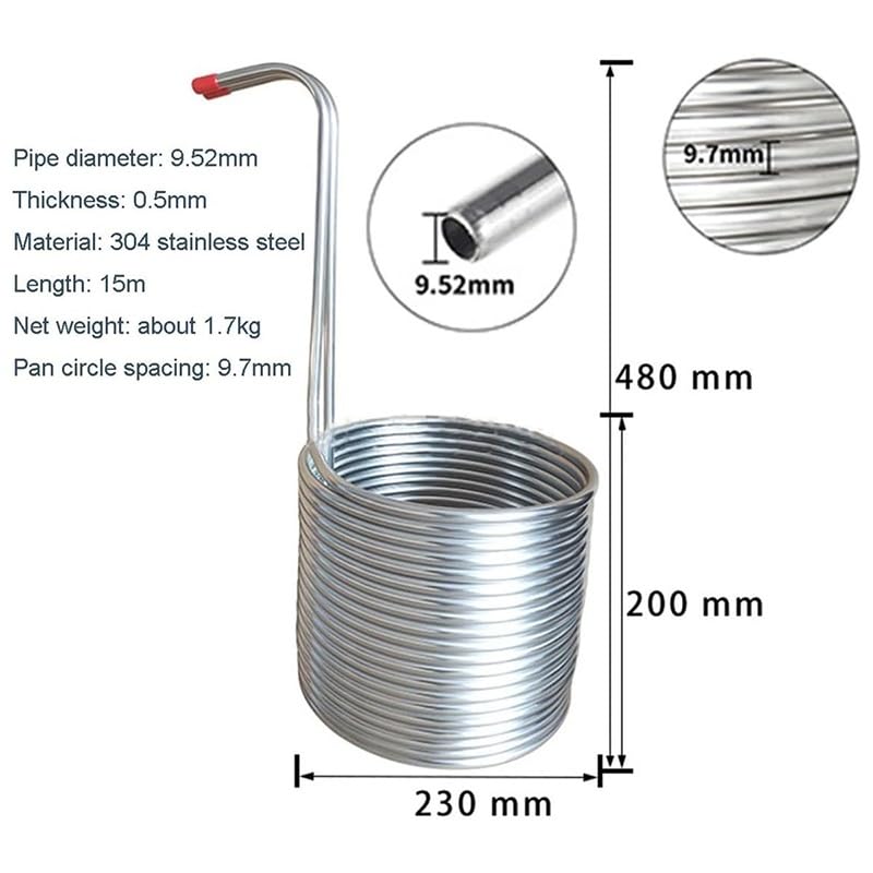 Tubo Enfriador De Mosto, Serpentín De Enfriamiento De 480 Mm For Elaboración Casera De Cerveza, Enfriador De Mosto De Acero Inoxidable 304(Cooling Coil Set)