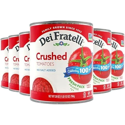 Dei Fratelli Crushed Tomatoes (28 oz. cans; 6 pack) - No Water Added - Never from Tomato Paste - 5th Generation Recipe Cover