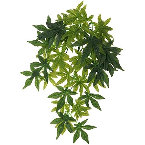 amleso Jungle Vines Plastic Lizard Frogs Terrarium Plant Leaves Pet Habitat Decor Vivarium Decoration Cage Accessories Cover