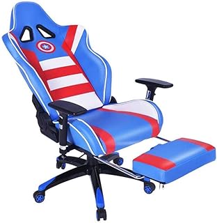 LKNJLL Presidente de Masaje Gaming - Respaldo Alto Racing PC de Escritorio del Ordenador de Oficina Silla de Cuero Silla giratoria Adecuada Ejecutivo con el reposapiés y reposabrazos Regulables