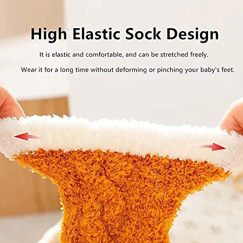 3D Baby Winter Fluffy Fuzzy Slipper Socks, 3Pairs Cute Animal Fuzzy Home Slipper Socks for Boy Girls4