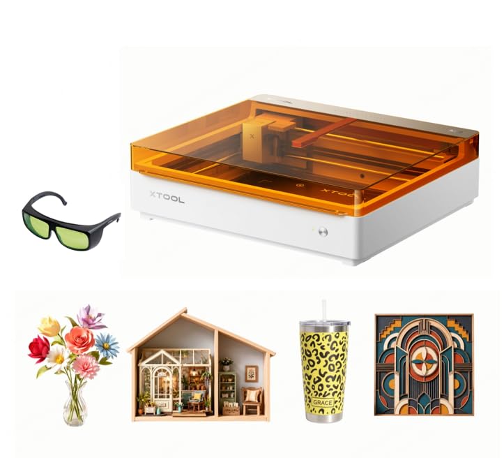 xTool M2 Grabadora Láser 10W, Máquina de Corte y Grabado Láser de Diodo, Clase 1 Diseño Cerrado con Doble Cámara Inteligente para Madera, Acrílico, Pegatinas DIY y Regalos Personalizados