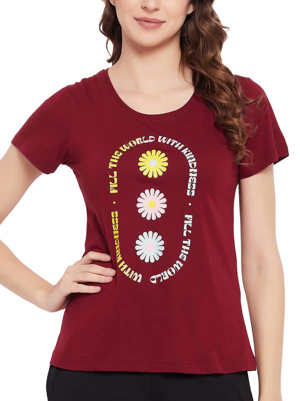 Image of Clovia Women's Cotton Graphic Print Classic Fit Top