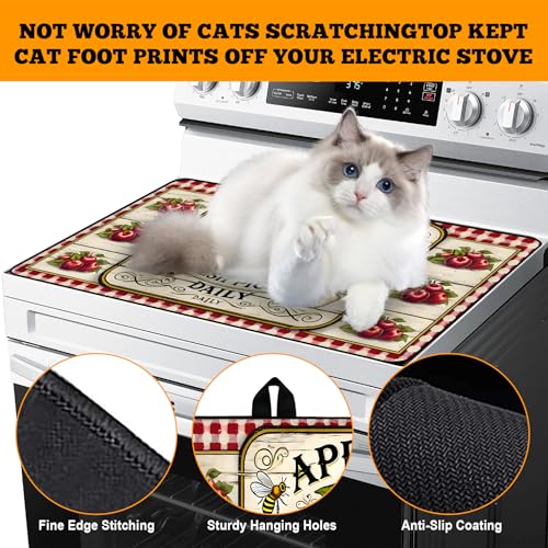 Image of Multi-Design Stove Cover for Glass /Electric Stoves - 3-in-1 Heat-Resistant Protector Mat, Non-Slip Drying Rack 28 inchx20 inch