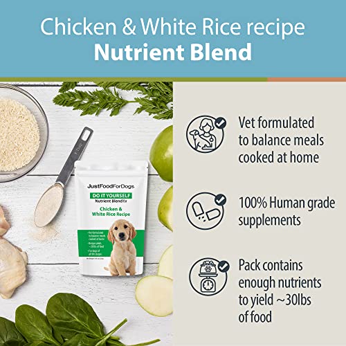 JustFoodForDogs DIY Human Quality Dog Food, Nutrient Blend Base Mix for Dogs - Chicken and White Rice Recipe (7.93oz… - Image 4