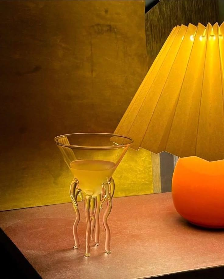 Image of Handcrafted Jellyfish Cocktail Glass | Premium Borosilicate Martini Glass | Artistic Drink Glass for Cocktails, Martini, Mocktails & Desserts | Unique Barware Gift (Jellyfish Glass)