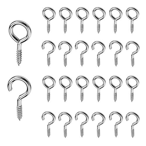 Crochets et œillets en fil métallique pour rideaux de 25 mm - 20 crochets et 20 œillets