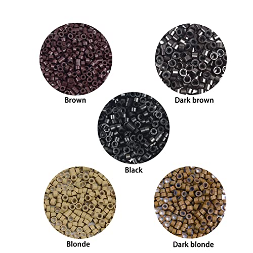 500 Pcs Silicone Lined Micro Rings Links Beads 5Mm Lined Beads For Hair Extensions Tool (Brown) #TOP4