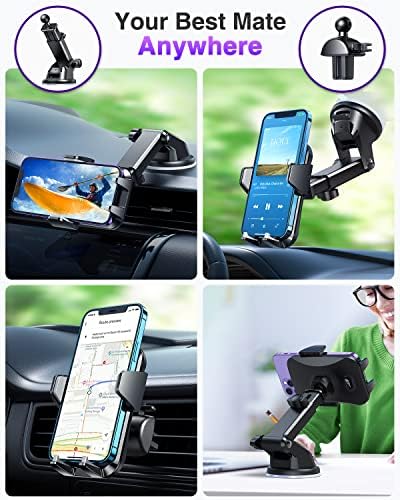 VANMASS Car Phone Holder 2023, [60+ LBS Suction & Military Protection] Multi-Scene Mobile Phone Holder for Cars, [Patent & Safety Certs] Dashboard Window Vent iPhone 14 13 Pro Max Samsung, White