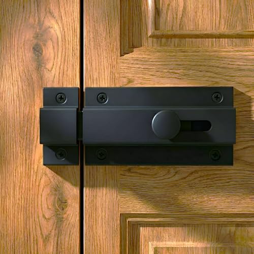 Image of VOLO Heavy Duty Door Lock Baby Latch for Home & Office Doors | Door Latch /Chitkani | Aluminum Ingot Build | Waterproof & Rust Resistant | 1 Year Warranty |1 Piece with Screws (Black, 5 Inch)