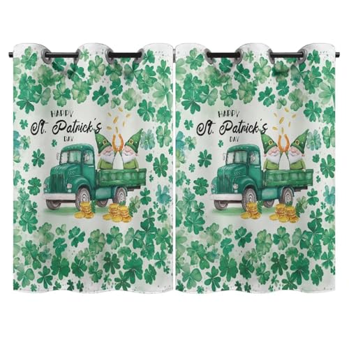 Yuresuaet St Patrick's Day Blackout Curtains Gnome Curtains for Bedroom Soft Curtains Light Blocking Curtains Rod Pocket Valance Curtains for Living Room Kitchen Office Nursery