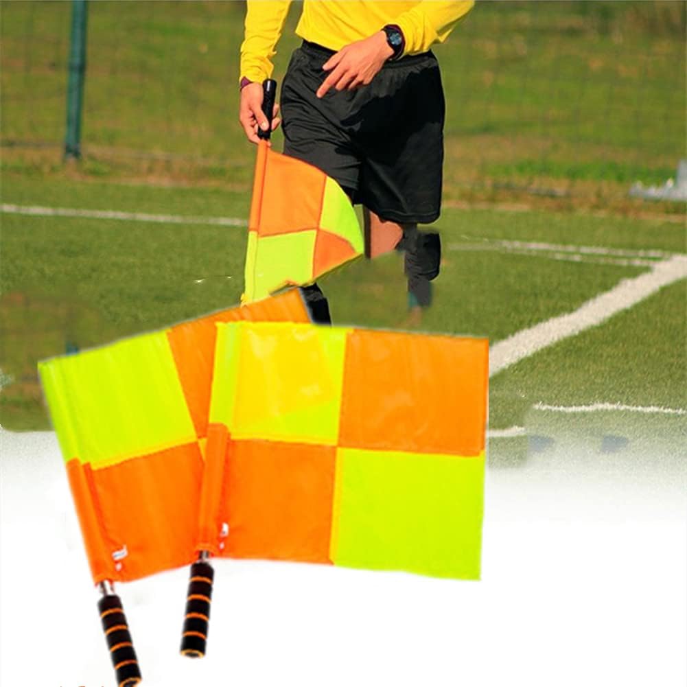 2Pcs Linesman Referee Flag, Water Proof Referee Soccer Flag with Storage Bag for Sports Match Soccer Football