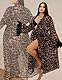 comeondear Morgenmantel Damen Sexy Lang Bademantel Leopard mit Federn Tüll Kimono Robe Große Größen Dessous Reizwäsche Curvy Nachtwäsche Frauen Mollige Babydoll Negligee Nachtmantel(Leopard,M)