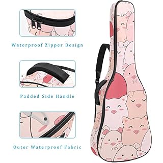 Étui de guitare rembourré imperméable Oxford avec bandoulière réglable Motif cochons mignons - Les Beatles, Paul McCartney, John Lennon, RIngo Starr, George Harrison Étui de guitare rembourré imperméable Oxford avec bandoulière réglable Motif cochons mignons – Image 4