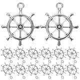 LOLIPPYY 100 Piezas Colgantes Náuticos Doble Cara Timón Vintage Conectores Aleación para Pulseras Collares Bricolaje Joyería Artesanal