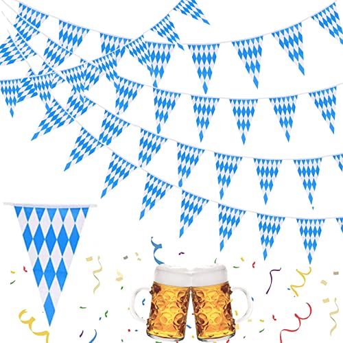 Q-WOOFF Oktoberfest Deko ,Bayrische Dekoration,20 Meter Wimpel Girlande Oktoberfest ,Bayrische Deko Banner,Oktoberfest Accessoires,Outdoor Innen Party Deko Cover
