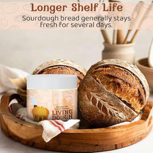 Image of Living Dough - 225 Year Old French Parisian Sourdough Starter Culture - Active & Live Organic Sourdough Starter for Baking - For Artisan Bread, Pizza Dough, Waffles & More
