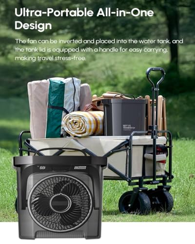 EasyAcc Misting Fan Portable with 7L Bucket, Outdoor Camping Fan 20000mAh Battery 116Hrs, 90°Oscillating,3 Spray Mister,Remote Control,Stepless Speed Camping fan for Patios Car Out image 8