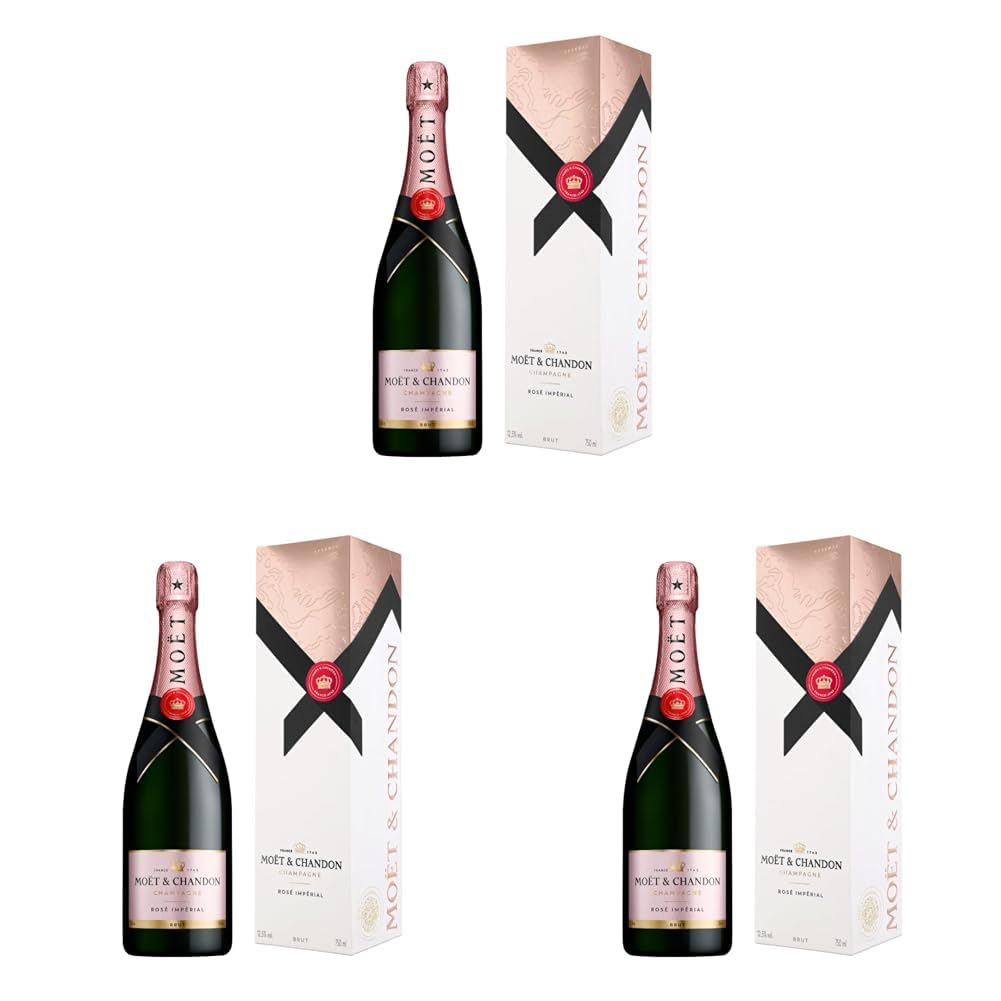 Moët & Chandon Rosé Impérial Champagner in Geschenkverpackung, 0,75L (Packung mit 3)
