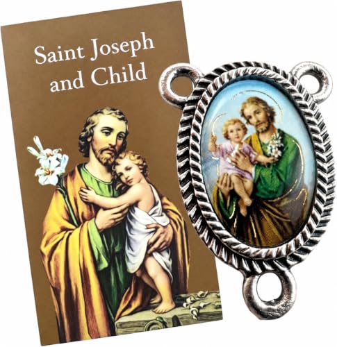 Westmon Works St Joseph Centerpiece Metal Rosary Center with Laminated Made in the USA Holy Card