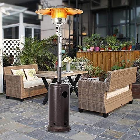 ZIOTHUM 48000 BTU Tall Stand Up Standing Lamp Heater Patio Heater Outdoor Freestanding Space Heater Stainless Steel Waterproof Propane Gas with Wheels Cover for Patio Cover