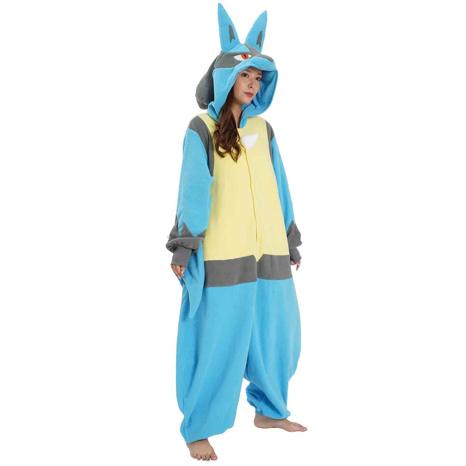 SAZAC Lucario Pokemon Adult Kigurumi - Premium Onesie Costume for Cosplay, Easy Care Halloween Outfit - Unisex