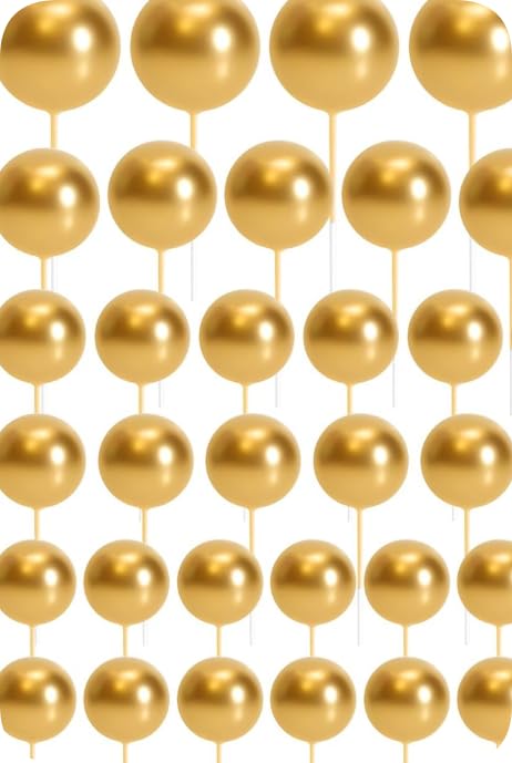 Ball Cake Topper Decorations, 108 PCS Round Ball Cake Toppers, Baking Cake Decorations, DIY Insert Topper Insert Decoration for Wedding Party Birthday Decorating(Gold)