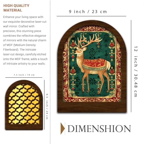 Image of Jharokha MDF Mirrors Home Decoration Items | Traditional Wall Decor Items for Living Room | Mirror Wall Hanging | Home Decor Items for Bedroom Office Set of 6 (9x12 inch & 7.5x9.5 inch)