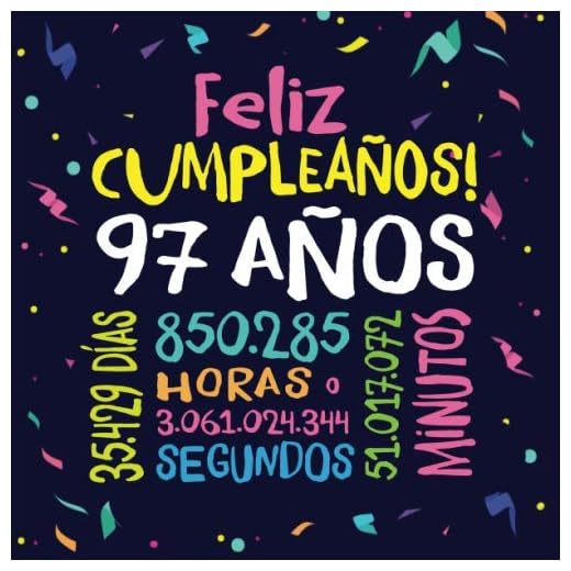 Feliz Cumpleaños - 97 Años: Un libro de visitas para fiesta de 97 cumpleaños – Decoración y regalos originales para hombres y mujeres - 97 años - ... para felicitaciones y fotos de los invitados