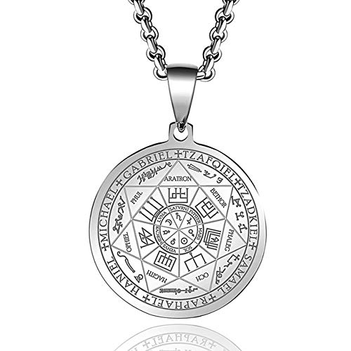 Preisvergleich Produktbild Dichtungen Der Sieben Erzengel Anhänger Halsband Statement Silber Edelstahl Halskette Für Frauen Kleid Zubehör