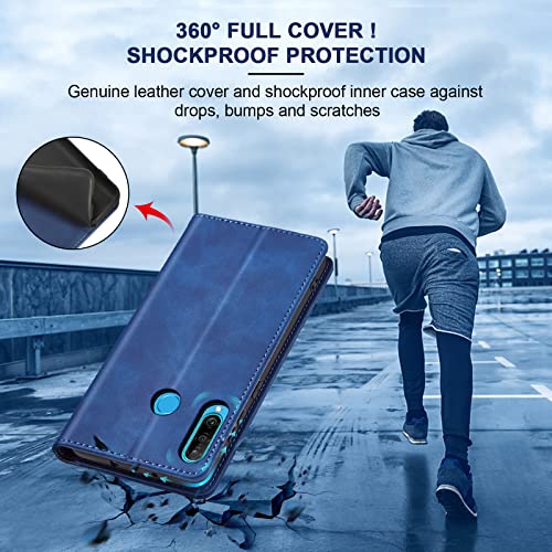 Image of Jasonyu Wallet Case for Huawei P30 Lite, PU Leather Cover with Stand, Magnetic Folio Flip, TPU Shockproof Interior Case and Card Holder Slots, Blue