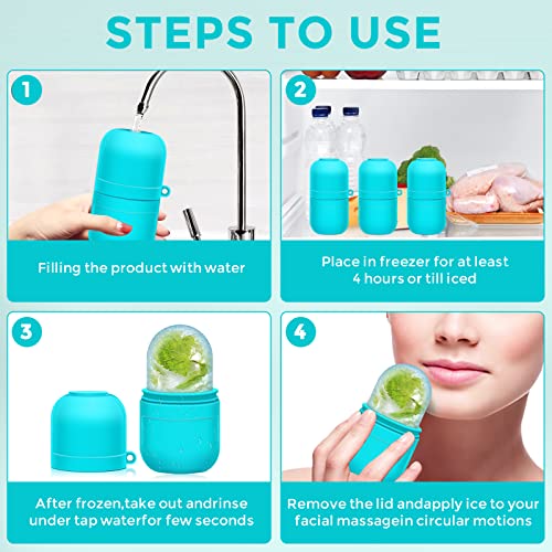 Auruza 2Pcs Ice Roller Mold For Face,Ice Roller For Face & Eye Puffiness Relief Beauty Facial Rollers Icing Massage Face Roller Skin Care Tools For Shrink Pores #TOP2