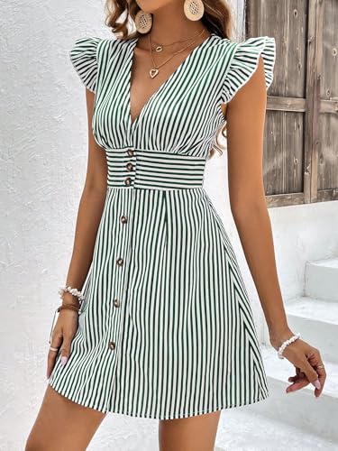 Image of SISKIN Womens Casual Summer Dresses,Button Front Striped A Line Shirt Dresses for Women 2025