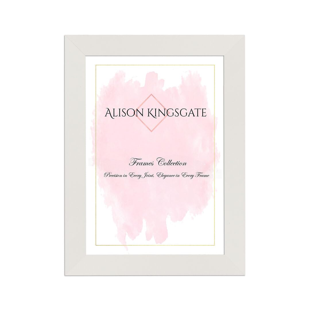 Alison Kingsgate Modern A5 White Picture Frames- Engineered Wood Photo Frame with Shatterproof Perspex Front- Ideal for Posters Certificates & Artwork- Wall Mount or Tabletop Display