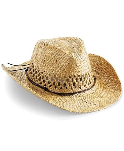 COOZO Ladies Straw Cowboy Hat - Natural - One Size