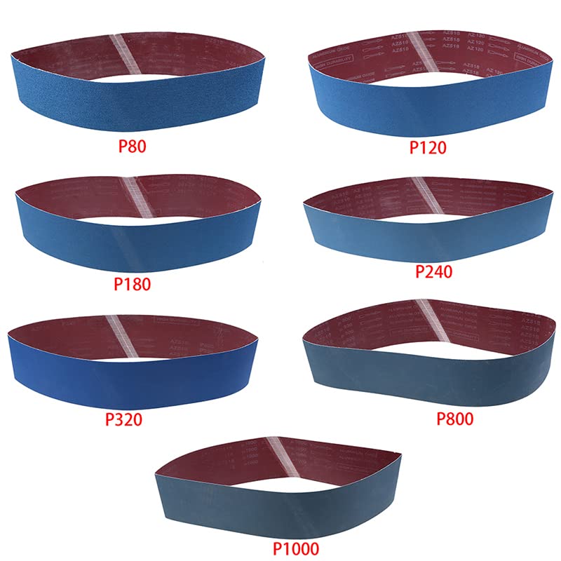 JWOO 5 pz Nastri Abrasivi allo Zirconio Corindone 100 * 915mm Carta Vetrata Blu 80/120/150/180/240/320/800/1000 Grana Lucidatura Fasce for Cintura Strumento (Size : 80)