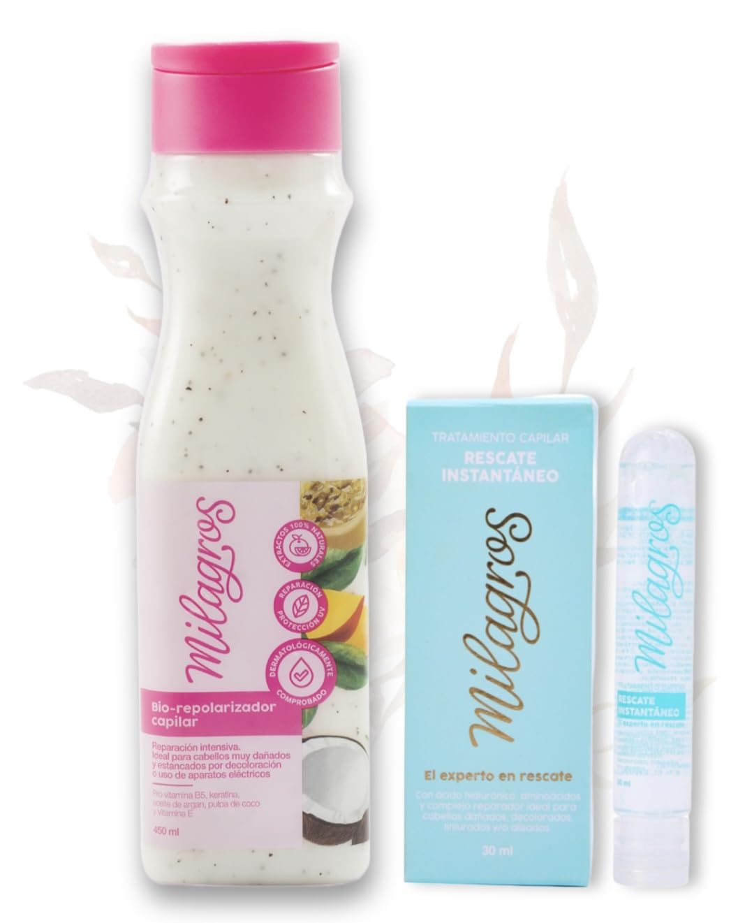 MILAGROS Tratamiento Biorepolarizador Capilar & Tratamiento Capilar Rescate Instantáneo - KIT Reparacion Intensiva Para Cabello Muy Dañados - Tratamiento Colombiano Milagros